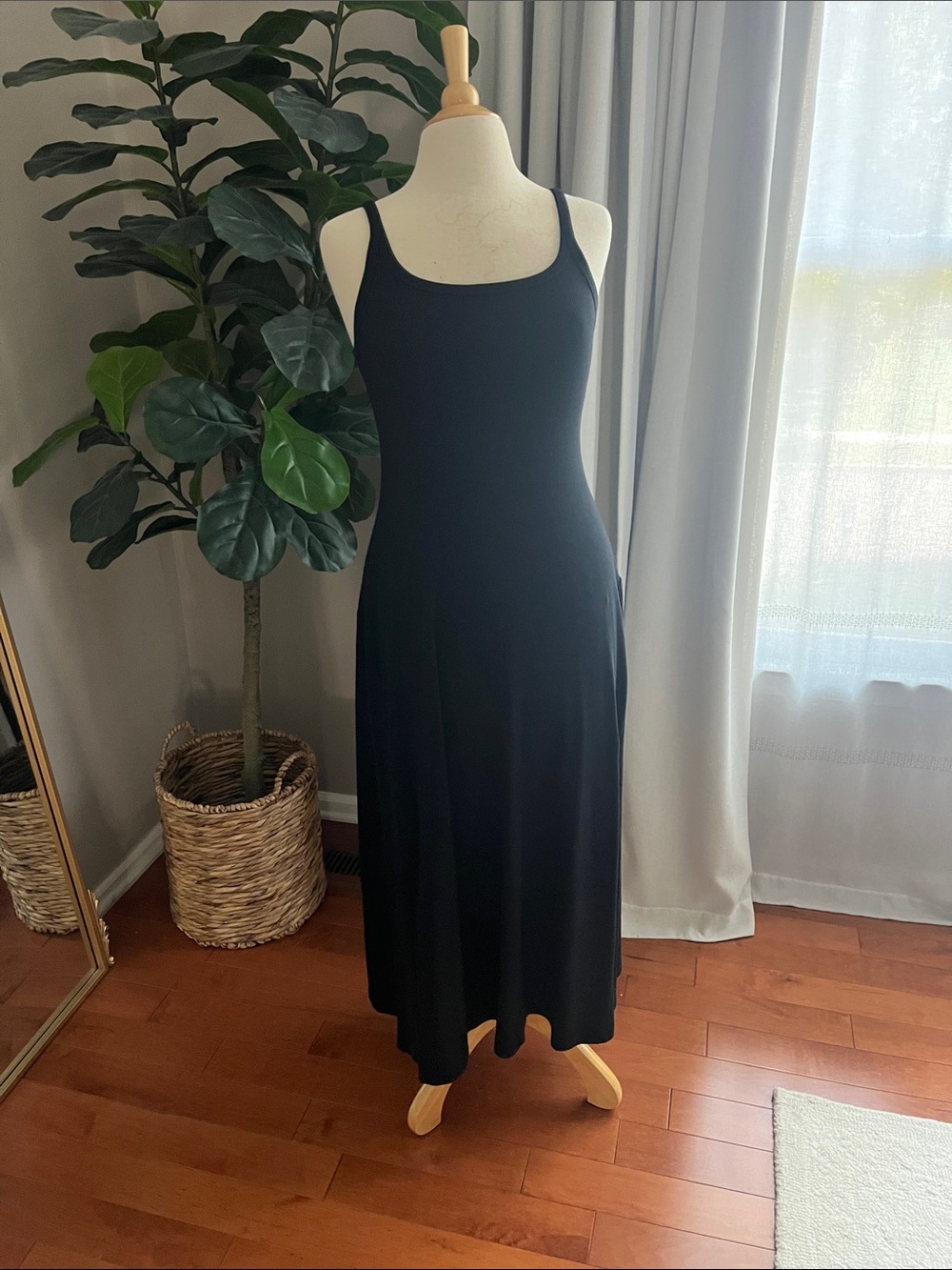 Old Navy Black Maxi Slip Dress with Thin Straps